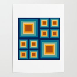 Retro square pattern | vintage aesthetic | Geometric shapes | Abstract | Colorful Poster