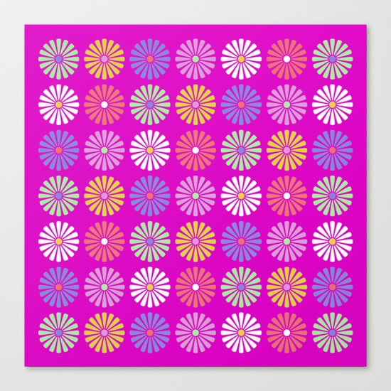 Pastel Flowers Pattern (On Purple/Pink) Canvas Print