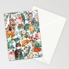 Cat and Floral Pattern III Stationery Card