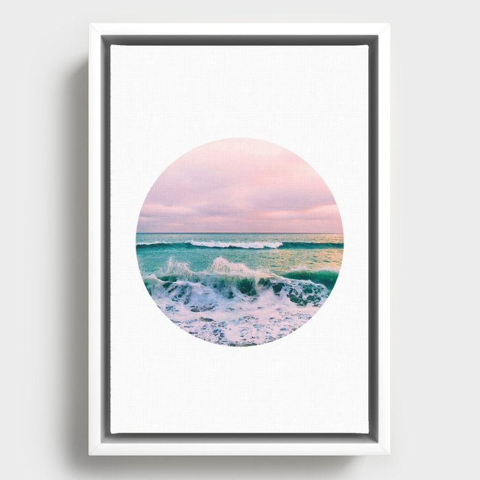 beach ocean circle print Framed Canvas