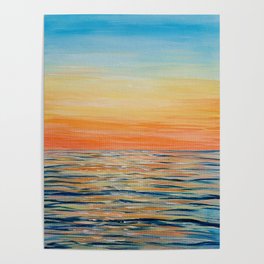 Acrylic Sunset on Ocean Poster