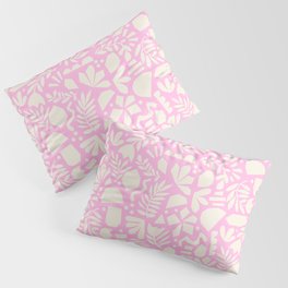 Floral Paper Cut Shapes Bright Pink Collage Pillow Sham