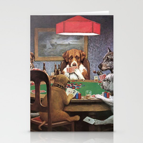 Dogs Playing Poker A Friend in Need Painting Stationery Cards