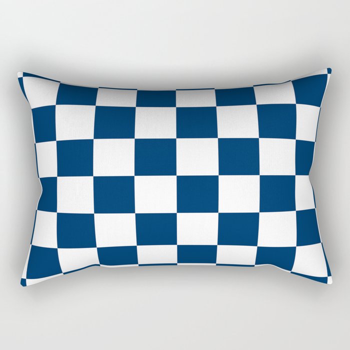 Navy Blue Checkerboard Pattern Palm Beach Preppy Rectangular Pillow