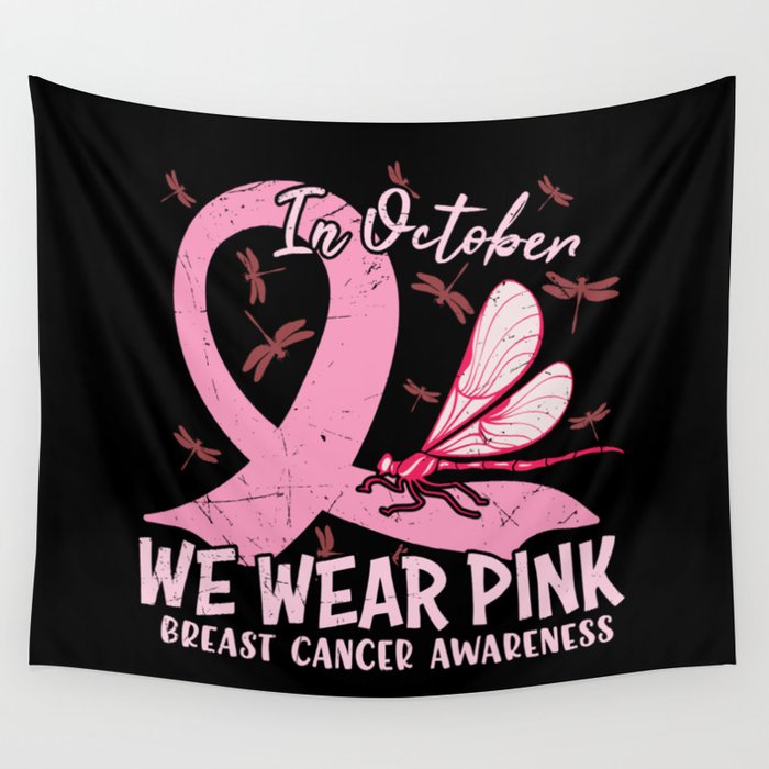 In October We Wear Pink Breast Cancer Wall Tapestry