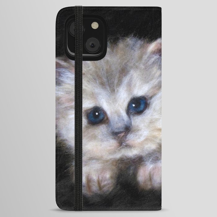 A kitten under rainbow colored blanket print iPhone Wallet Case