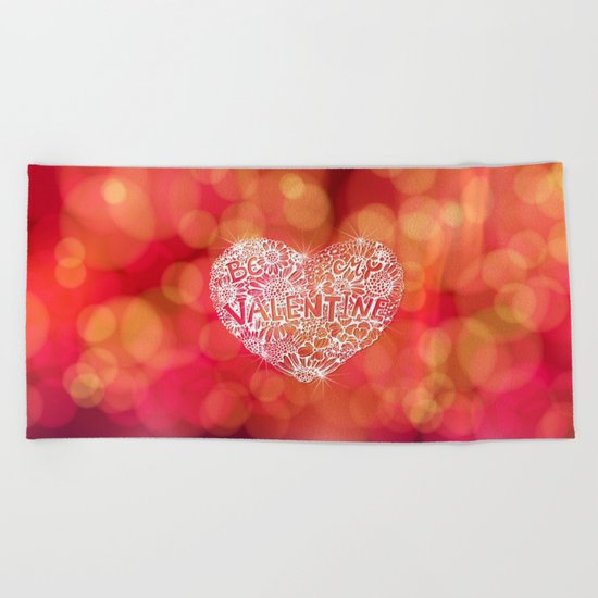Floral heart Beach Towel