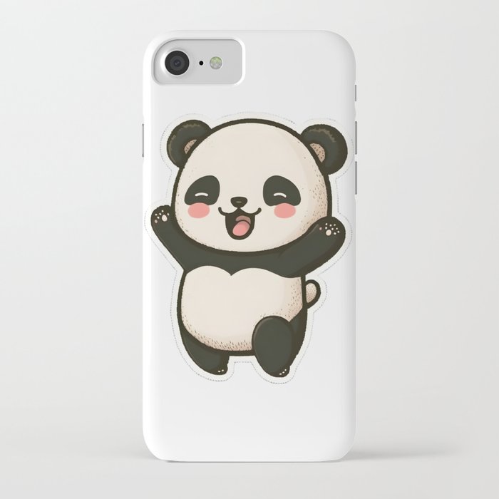 Kawaii Cute Panda - Joyful, Playing, Smiling iPhone Case