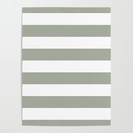 Large Desert Sage Grey Green and White Cabana Stripes Poster