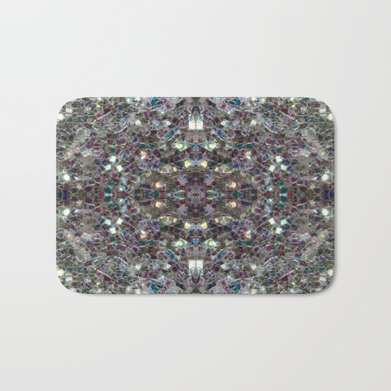 Sparkly colourful silver mosaic mandala Bath Mat