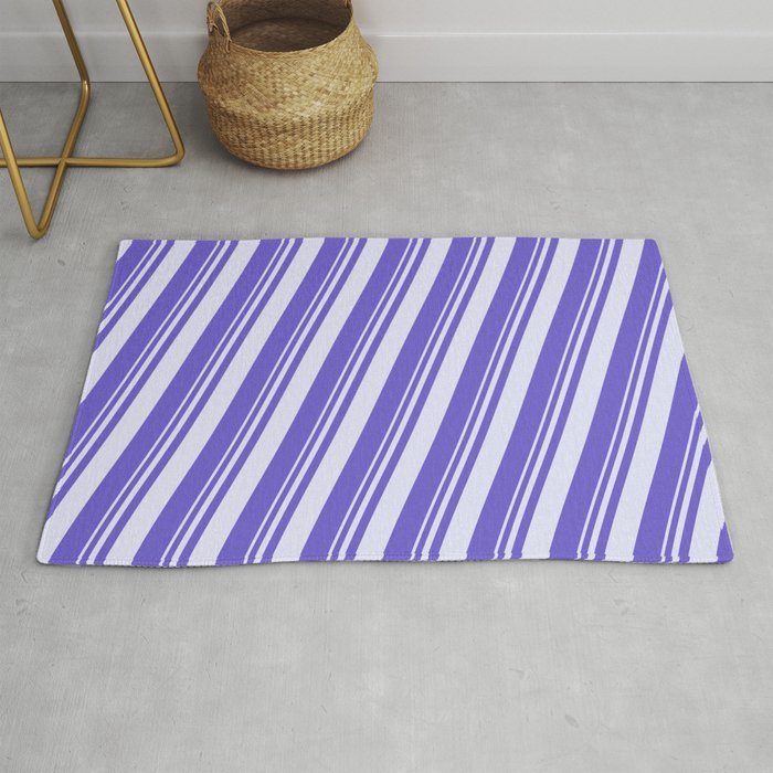 Lavender & Slate Blue Colored Stripes Pattern Rug