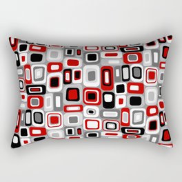 Mid Century Modern Squares and Rectangles // Red, Gray Black, White Rectangular Pillow