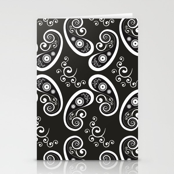 black white paisley pattern Stationery Cards