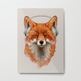 The Musical Fox Metal Print | Ink Pen, Musical, Music, Graphite, Dog, Pop Art, Portrait, Drawing, Fox, Colored Pencil 