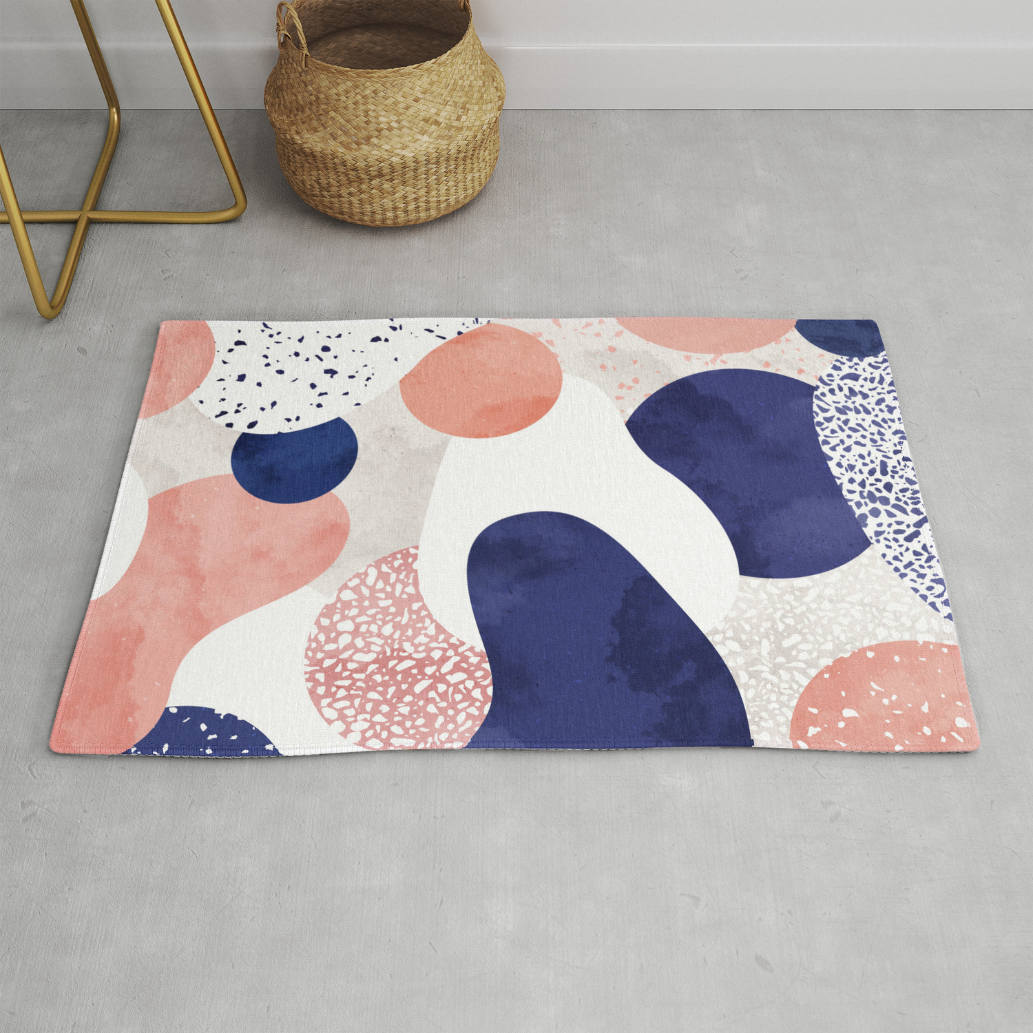 Terrazzo Galaxy Pink Blue White Rug By, Pink And White Rugs