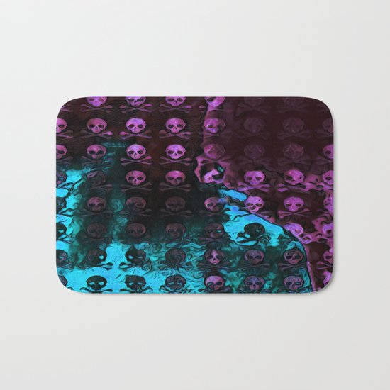 Deaths Frozen Blanket Skulls: Pink And Blue Bath Mat