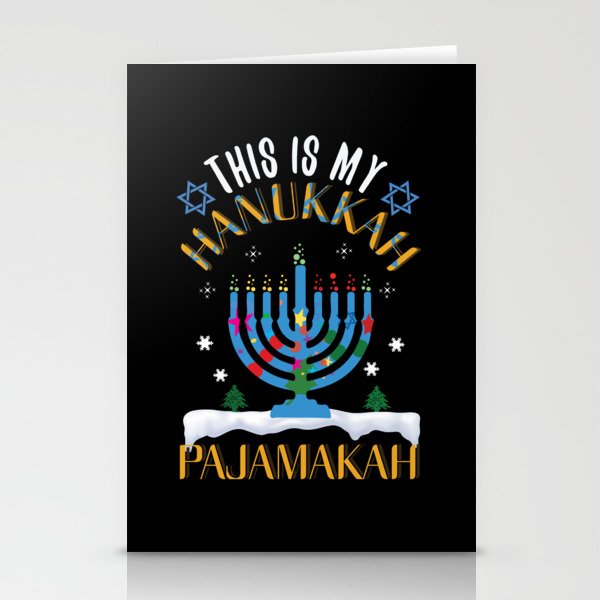 Christmas This My Hanukkah Pajamakah Menorah 2021 Stationery Cards