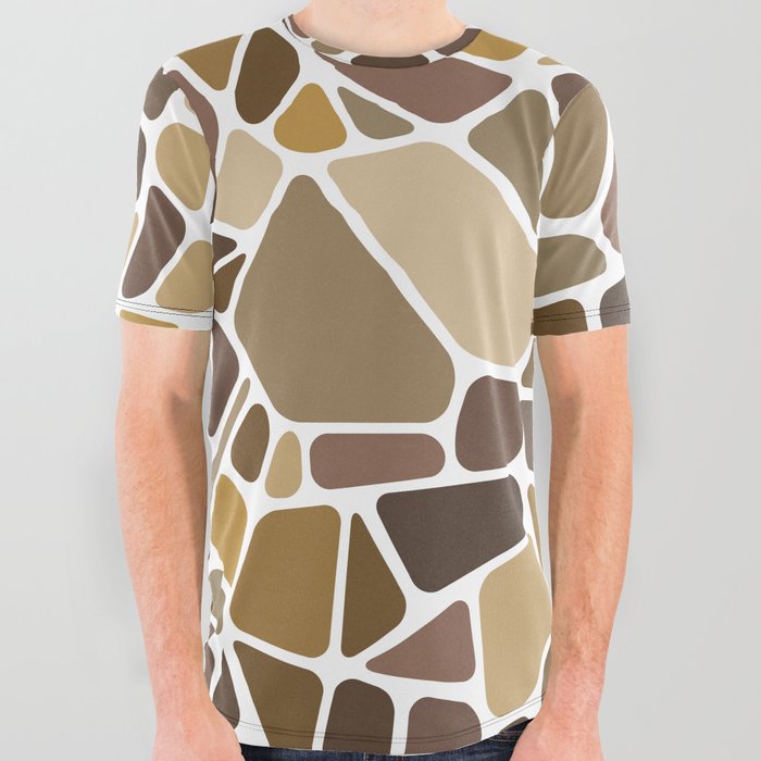 Brown Mosaic Tiles Pattern All Over Graphic Tee