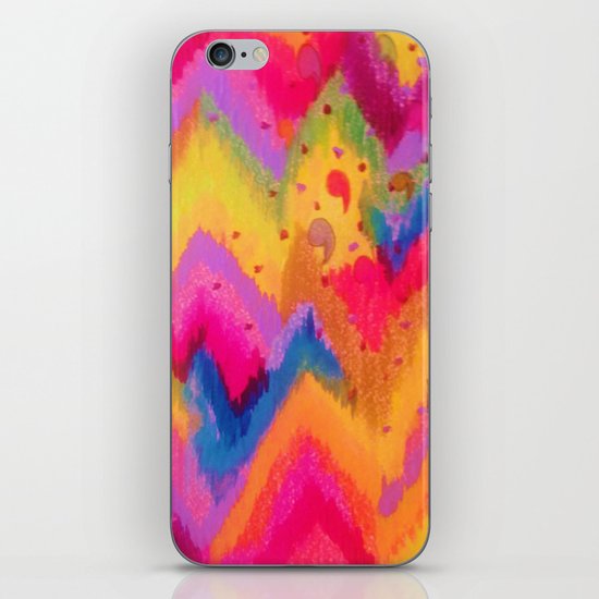 BOLD QUOTATION - Bright Vibrant Neon Quote Chevron Pattern Ikat Rainbow Trendy Design Fun Art iPhone & iPod Skin