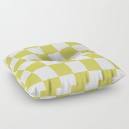 Warped Check Pattern Lime Floor Pillow