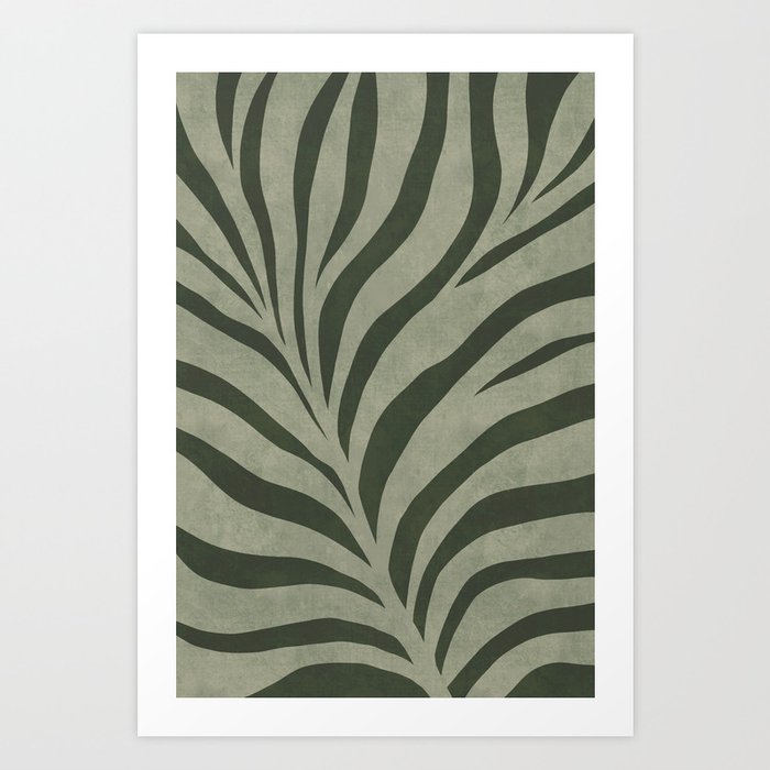 Sage green zebra or tiger stripped leaf Art Print