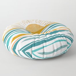 The Sun and The Sea - Gold and Teal Floor Pillow