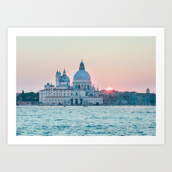 The Salute at Sunset in Venice Fine Art Print Art Print