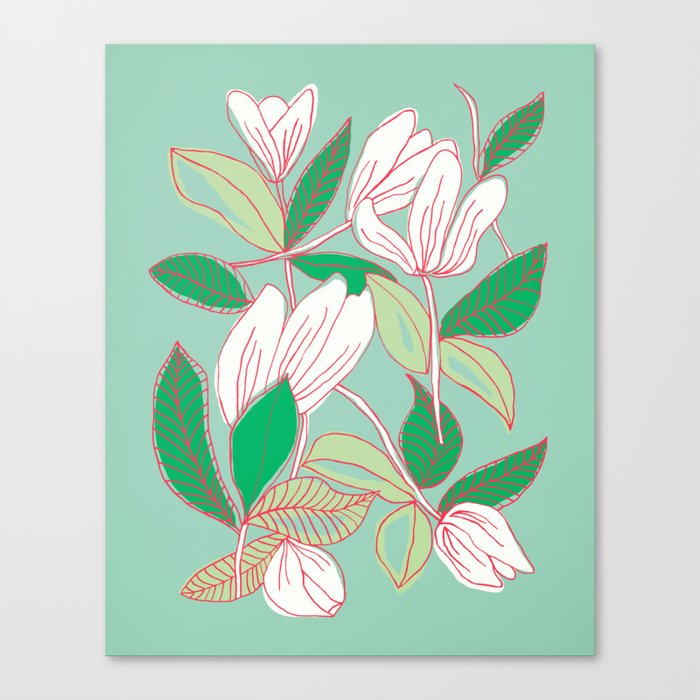 Floating Tulips (mint green) Canvas Print