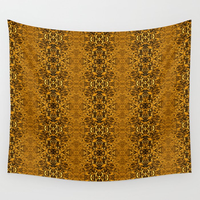 Matrix Recall - Golden Gothic Abstract Wall Tapestry