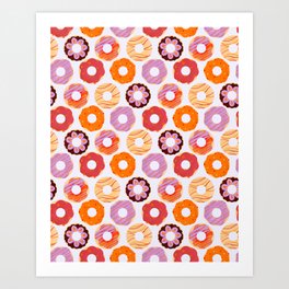 Orange and purple donuts pattern Art Print