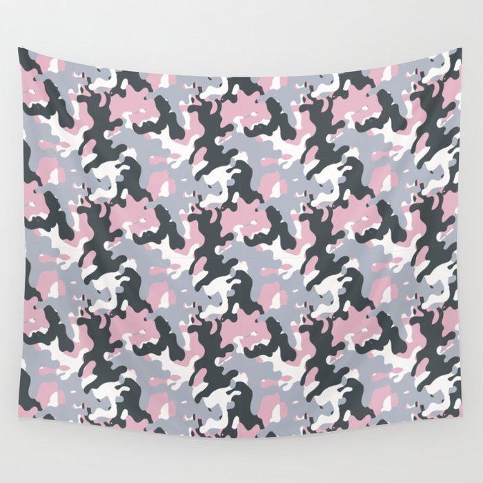 Pink and grey abstract Army camouflage Pattern  Wall Tapestry