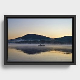 Fishing in the Morning Mist Framed Canvas