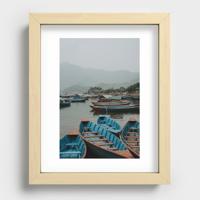 Colorful wooden boats |  Pokhara | Nepal | Photography | Photo Recessed Framed Print