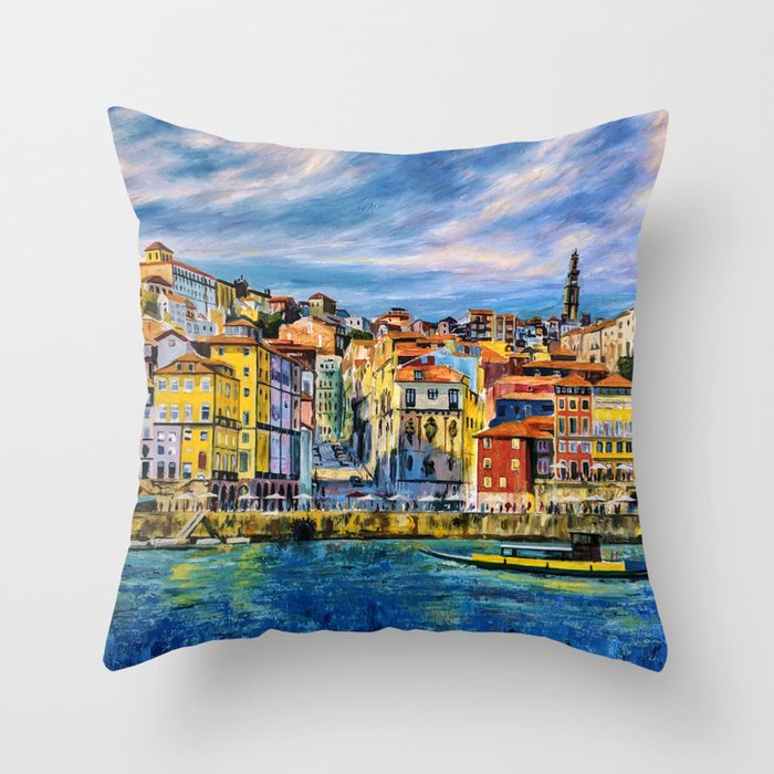 modern colorful city throw pillows