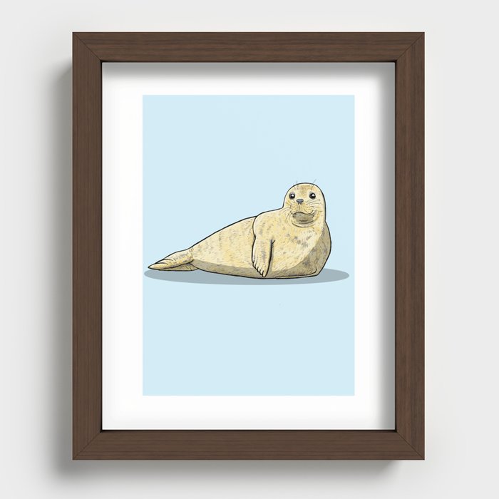 Grey Seal Pup Recessed Framed Print