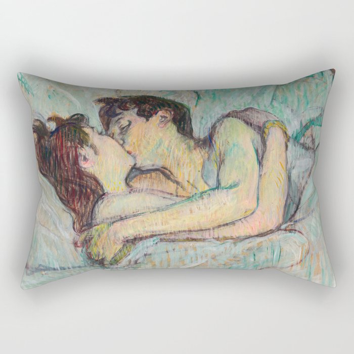 Toulouse-Lautrec - In Bed, The Kiss Rectangular Pillow