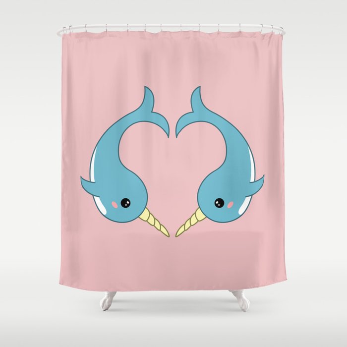 Narwhal Heart Shower Curtain By Laura Nagel Society6 Narwhal Heart Shower Curtain