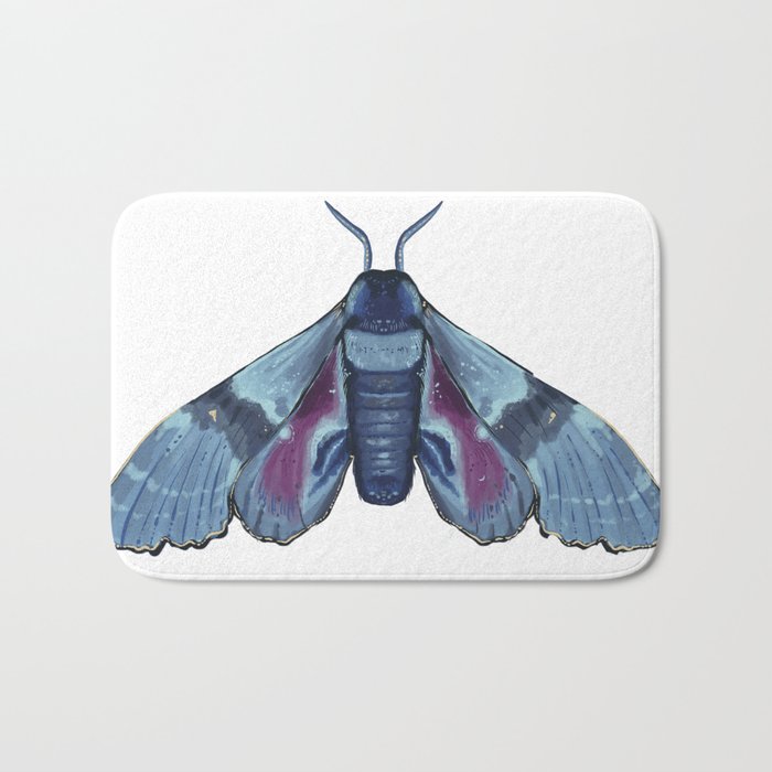 Moth,blue Bath Mat