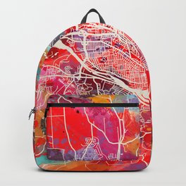 Binghamton map New York NY 2 Backpack | Poster, Yellow, Plan, Red, Painting, Art, Paint, Binghamton, Map, Colorful 