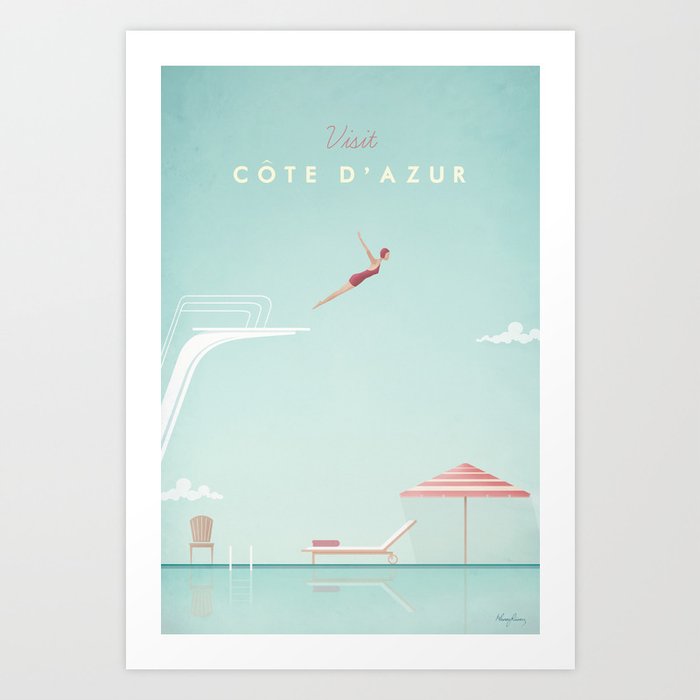 Vintage Côte d'Azur Travel Poster Art Print
