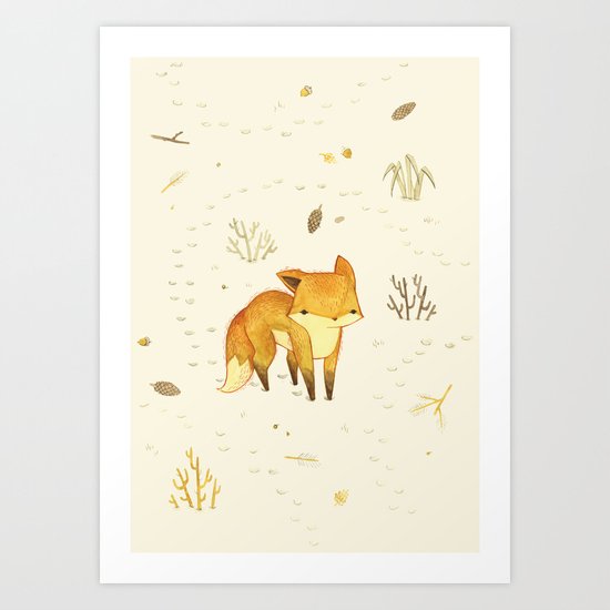 Lonely Winter Fox Art Print