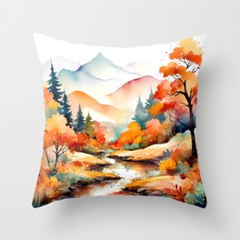 Fairytale Landscape - Autumn Throw Pillow