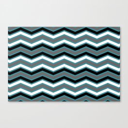Aqua Gray Black White Chevron Stripe Pattern - Krylon 2022 Color of the Year Satin Rolling Surf Canvas Print
