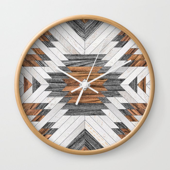 Urban Tribal Pattern No.8 - Aztec - Wood Wall Clock
