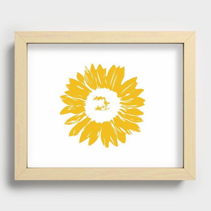 Sunflower Whimsical Bold Abstract Original Graphic Design Recessed Framed Print