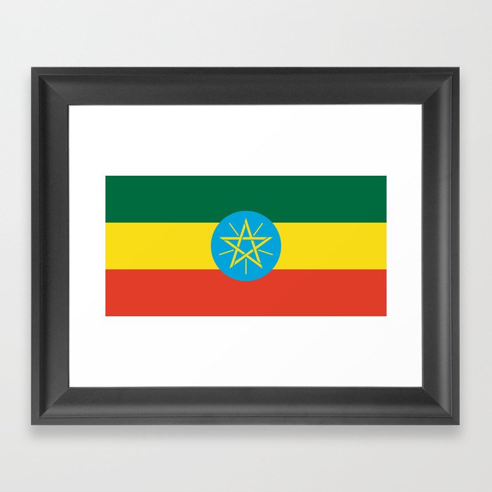 flag of Ethiopia-ኢትዮጵያ, የኢትዮጵያ ,Amharic,  Ethiopian, Addis Ababa. Framed Art Print