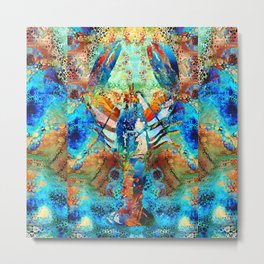 Bright Colorful Lobster Art by Sharon Cummings Metal Print