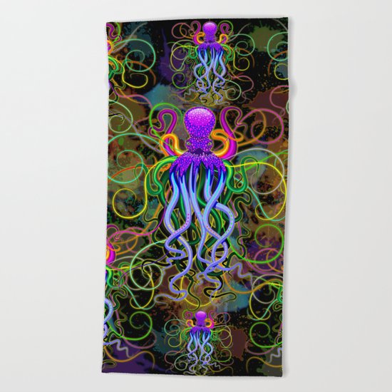 Octopus Psychedelic Luminescence Beach Towel