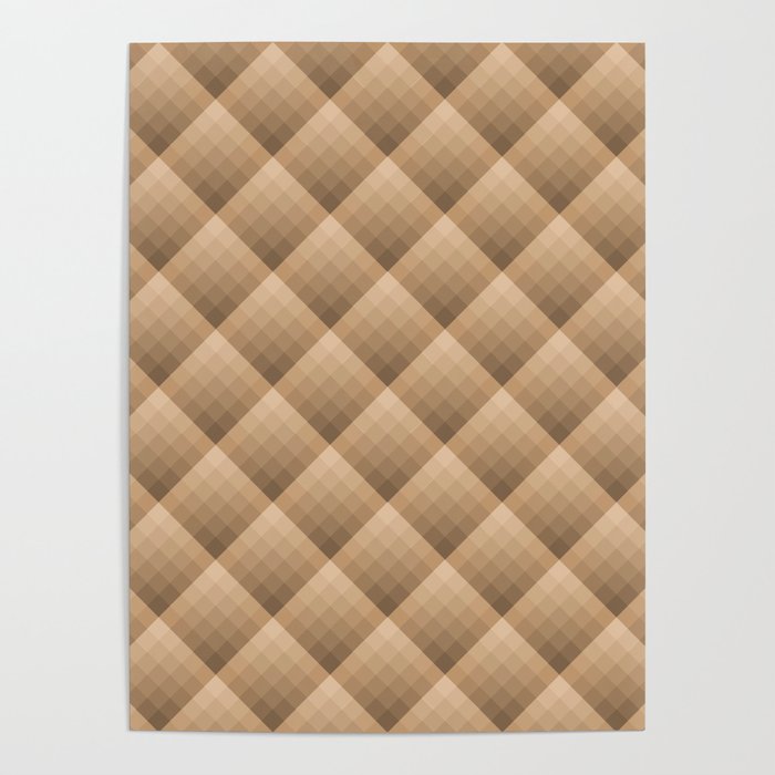 Diamond gradient pattern in brown Poster
