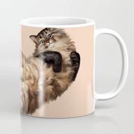 Cute Siberian cat lies tummy up Mug